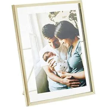 Juvale 8 Pack Gold 5x7 Floating Glass Picture Frames for Tabletop, Pressed Flowers, Home Decor