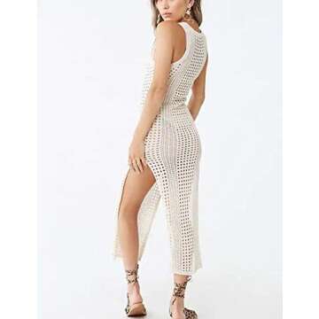 AILUNSNIKA Women’s Knit Crochet Cover up Beach Dress