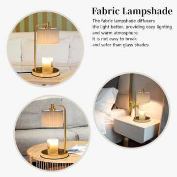 NITOWOLF Candle Warmer Lamp with Timer, Dimmable Candle Wax Warmer Candle Lamp with Replacement Bulbs, Candle Warmer for Jar Candles Home Decor House Warming Gifts Christmas Gift (Gold)