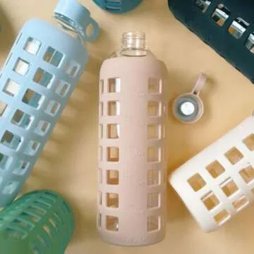 purifyou Borosilicate Glass Water Bottles with Volume Markers