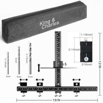 King&Charles Cabinet Hardware Jig: Durable Aluminum Jig with 3 Drill Bits for Woodworking