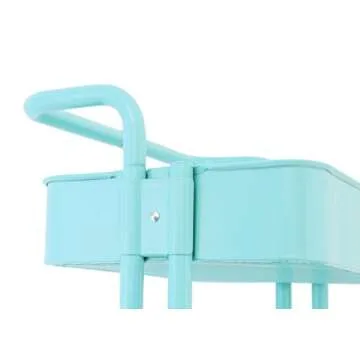 3-Tier Metal Mesh Storage Shelf Utility Rolling Cart with Removable Handle and Plug, Indoor or Outdoor Storage Organizer, Turquoise