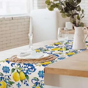 Lemon Table Runner for Summer Dining & Parties