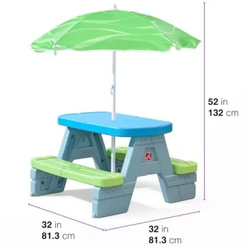 Step2 Kids Picnic Table with Umbrella for Toddlers