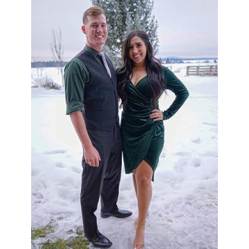 Elegant HUHOT Emerald Green Wrap Dress for Parties