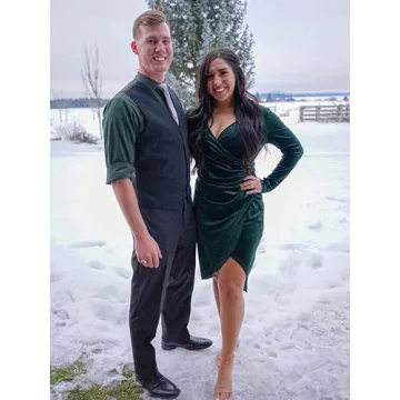 Elegant HUHOT Emerald Green Wrap Dress for Parties