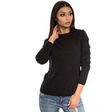KNITTONS Women's Cashmere Soft Merino Wool Sweater Crew Neck Pullover Top