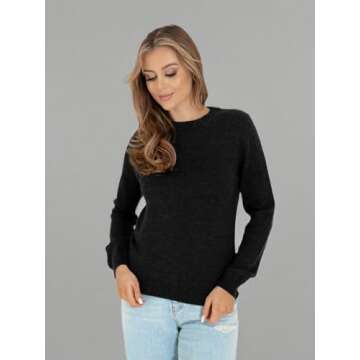 KNITTONS Women's Cashmere Soft Merino Wool Sweater Crew Neck Pullover Top
