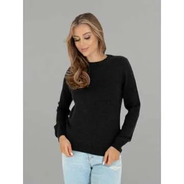 KNITTONS Women's Cashmere Soft Merino Wool Sweater Crew Neck Pullover Top