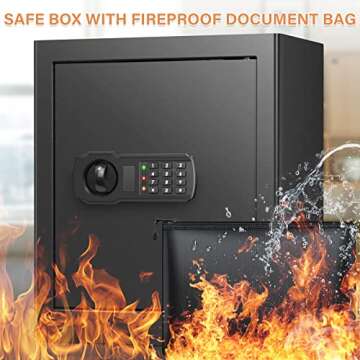 2.2 Cubic Large Fireproof Safe Box with Fireproof Waterproof Document Bag, Personal Home Security Sa...