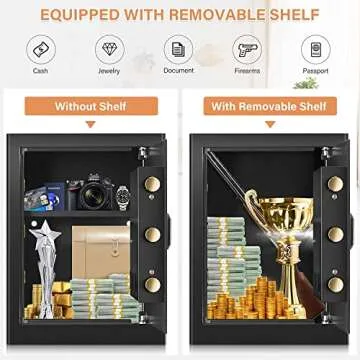 2.2 Cubic Large Fireproof Safe Box with Fireproof Waterproof Document Bag, Personal Home Security Safe with Removable Shelf, Combination Lock Box for Money Shotgun Jewelry Documents Christmas Gift