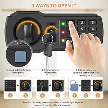 2.2 Cubic Large Fireproof Safe Box with Fireproof Waterproof Document Bag, Personal Home Security Safe with Removable Shelf, Combination Lock Box for Money Shotgun Jewelry Documents Christmas Gift