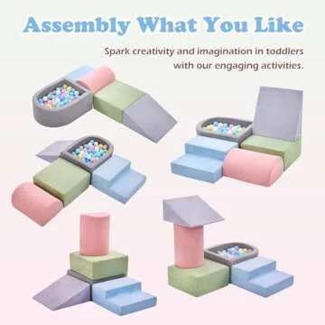 Climbing Toys for Toddlers 1-3, Foam Climbing Blocks and Ball Pit for Baby, 5-Piece Soft Foam Toddlers Climbing Toys,Climbing Crawling Toys Soft Foam Blocks Activity Play Set(Balls not Included)