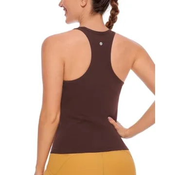 CRZ YOGA Butterluxe Women's Racerback Workout Tank Tops High Neck Sleeveless Camisole Athletic Gym S...