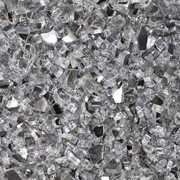 High Luster, 1/4" Reflective Tempered Fire Glass in Diamond Starlight, 10 Pound Jar, by Celestial Fi...