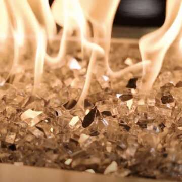 High Luster, 1/4" Reflective Tempered Fire Glass in Diamond Starlight, 10 Pound Jar, by Celestial Fire Glass