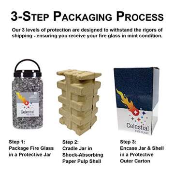 High Luster, 1/4" Reflective Tempered Fire Glass in Diamond Starlight, 10 Pound Jar, by Celestial Fire Glass