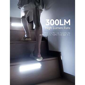 YIGER 2 Packs Under Cabinet Lights, 2000mAh Rechargeable 62 LED White Lighting, Wireless Motion Sensor Light Indoor,4 Modes Night Light, Stick-On Magnetic Closet Lights for Kitchen, Hallway