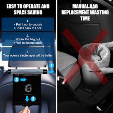 MQTOUR Car Trash Can,Roller Type Trash Can,Hanging Car Garbage Can for Back Seat,with 40 Attached Garbage Bags,Leakproof/Waterproof Portable Car Accessories(Gray)