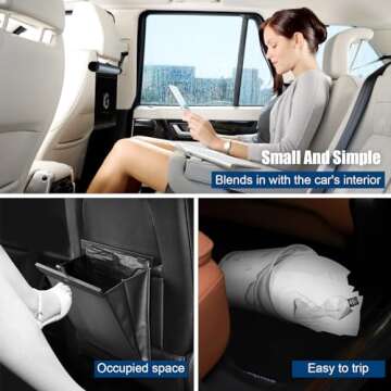 MQTOUR Car Trash Can,Roller Type Trash Can,Hanging Car Garbage Can for Back Seat,with 40 Attached Garbage Bags,Leakproof/Waterproof Portable Car Accessories(Gray)