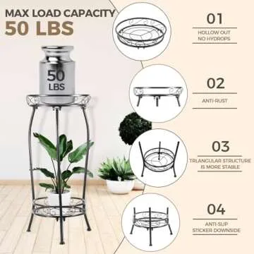 Kavlium 27.1" Rustproof Metal Plant Stand for Indoors