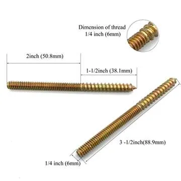 Yoliko 12 Pack 3-1/2" Hanger Bolts - Premium Quality Double Headed Screws for Furniture