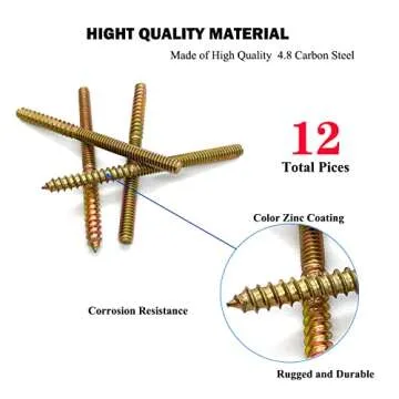 Yoliko 1/4-20 Hanger Bolts - 12 Pack for Furniture Assembly