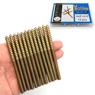 Yoliko 1/4-20 Hanger Bolts - 12 Pack for Furniture Assembly