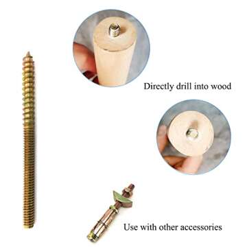 Yoliko 1/4-20 Hanger Bolts - 12 Pack for Furniture Assembly