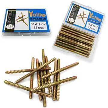 Yoliko 1/4-20 Hanger Bolts - 12 Pack for Furniture Assembly