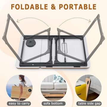 Adjustable Laptop Desk for Bed,Bed Table for Laptop,Laptop Stand for Bed,Lap Desk for Laptop,Foldable Bed Desk for Laptop and Writing,Portable Bed Tray Table with Cup Holder,Laptop Bed Tray Table