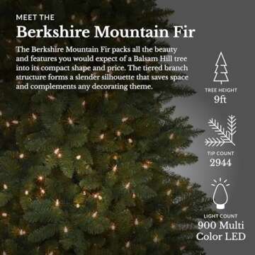 Balsam Hill 9ft Pre-Lit Berkshire Mountain Fir Artificial Christmas Tree with LED Clear Lights