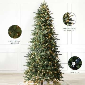 Balsam Hill 9ft Pre-Lit Berkshire Mountain Fir Artificial Christmas Tree with LED Clear Lights