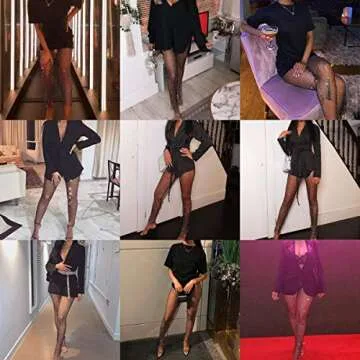 Women Sexy Crystal Rhinestone Mesh Pants Hollow Out Fishnet Leggings Rave Party Festival Club Trousers Beach Cover Up