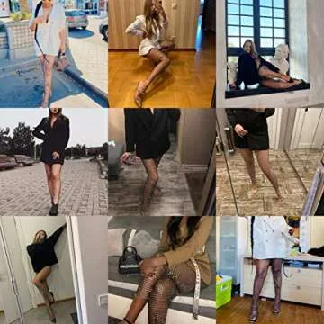 Women Sexy Crystal Rhinestone Mesh Pants Hollow Out Fishnet Leggings Rave Party Festival Club Trousers Beach Cover Up