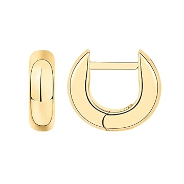 PAVOI 14K Yellow Gold Plated Ultra Thick Huggie Earrings | Hypoallergenic Mini Hoops | Ideal for Sen...