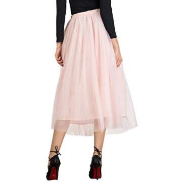 Joeoy Women's Tulle Midi Skirt in S Pink for All Occasions