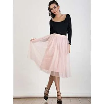 Joeoy Women's Tulle Midi Skirt in S Pink for All Occasions