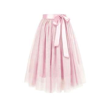 Joeoy Women's Tulle Midi Skirt in S Pink for All Occasions