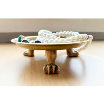 100% Solid Brass Clawfoot Tray for Elegant Home Decor and Jewelry