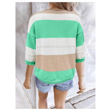 Stylish OYOANGLE Women's Color Block Striped Sweater