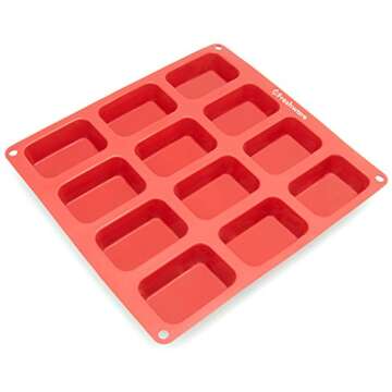Freshware 12-Cavity Petite Silicone Mold for Soap, Bread, Loaf, Muffin, Brownie, Cornbread, Cheesecake, Pudding, and More