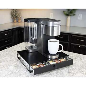 nifty SOLUTIONS Nifty Black Finish, Compatible with K-Cups, Pack Holder, Extra Wide Under Coffee Pot...
