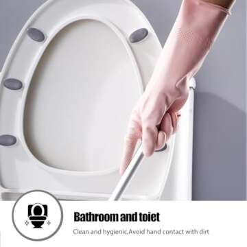 IUCGE Rubber gloves cleaning for Household 2 Pairs,Dishwashing gloves for Kitchen dish gloves,Reuseable.(S,Pink)