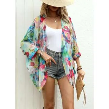 Stylish Floral Sheer Kimono Cardigan for Women