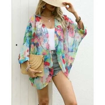 Stylish Floral Sheer Kimono Cardigan for Women