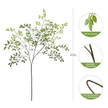 dallisten 5 Pcs 43.3'' Faux Greenery Stems, Artificial Plants, Nandina Fake Greenery Branches for Va...