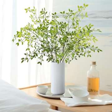 dallisten 5 Pcs 43.3'' Faux Greenery Stems, Artificial Plants, Nandina Fake Greenery Branches for Vase, Shop, Garden, Office, Home, Table, Wedding, Floral Arrangement Décor