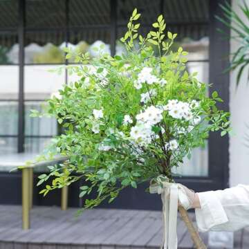 dallisten 5 Pcs 43.3'' Faux Greenery Stems, Artificial Plants, Nandina Fake Greenery Branches for Vase, Shop, Garden, Office, Home, Table, Wedding, Floral Arrangement Décor