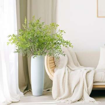 dallisten 5 Pcs 43.3'' Faux Greenery Stems, Artificial Plants, Nandina Fake Greenery Branches for Vase, Shop, Garden, Office, Home, Table, Wedding, Floral Arrangement Décor